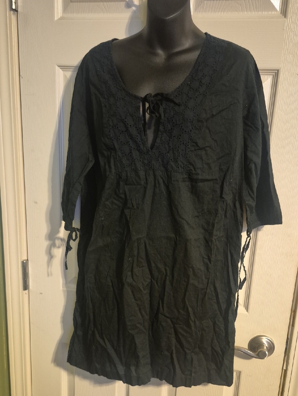 Merona Black Swim Coverup Tunic with Lace Yoke - Picture 1 of 1
